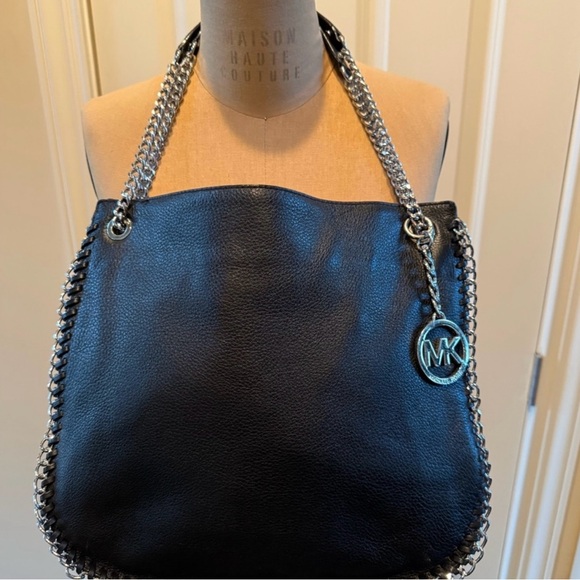 Michael Kors Black Leather Chain Shoulder Bag - Picture 1 of 6